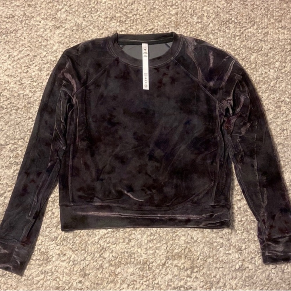 Lululemon Warm Down Crew Velour womens sz 6, interstellar dark gray multi EUC